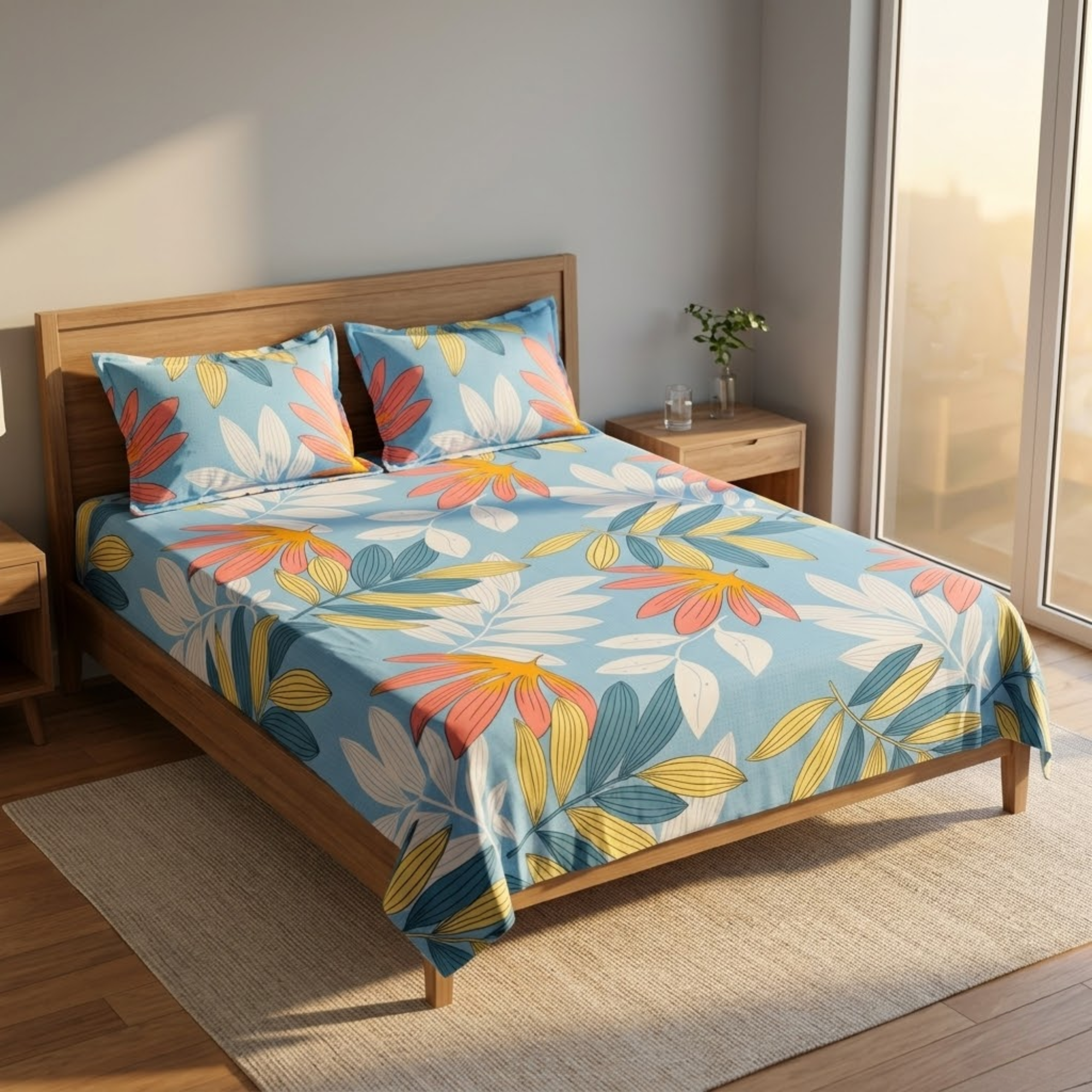 Modern Flora PrintCoastal Blue
