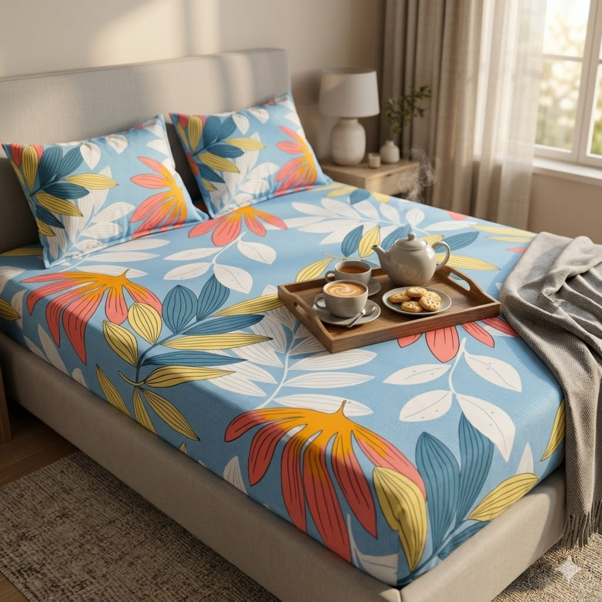 Modern Flora PrintCoastal Blue