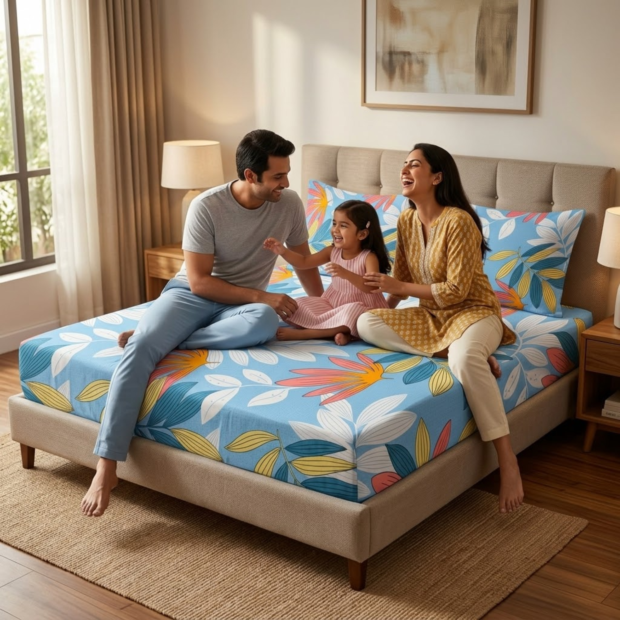 Modern Flora PrintCoastal Blue