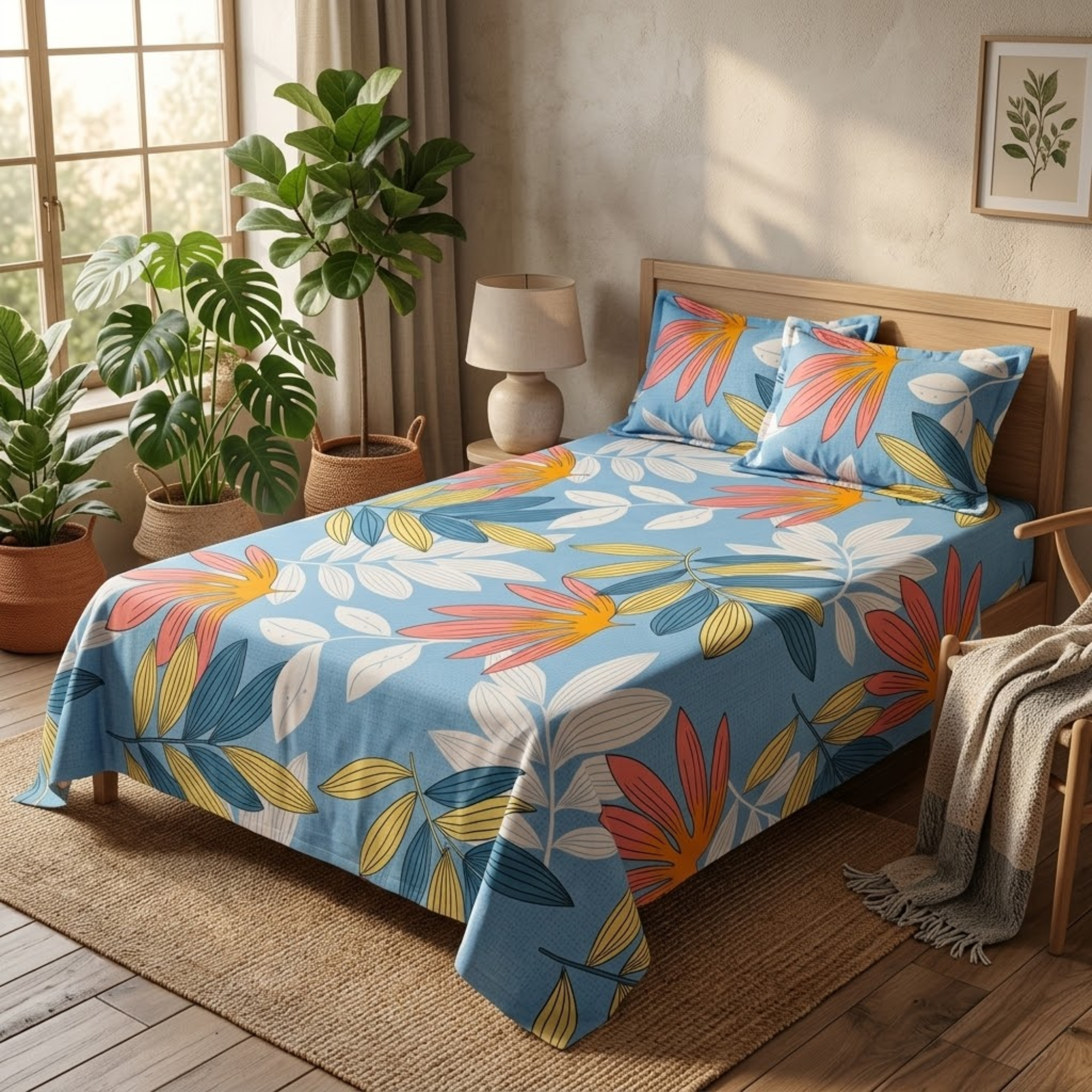 Modern Flora PrintCoastal Blue