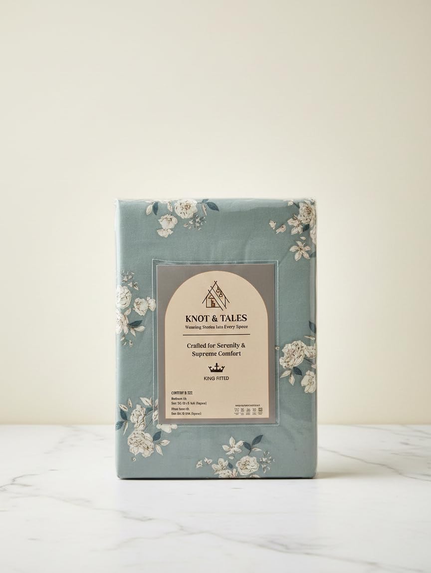 Serene Slate Floral Pattern Fitted Bedsheet