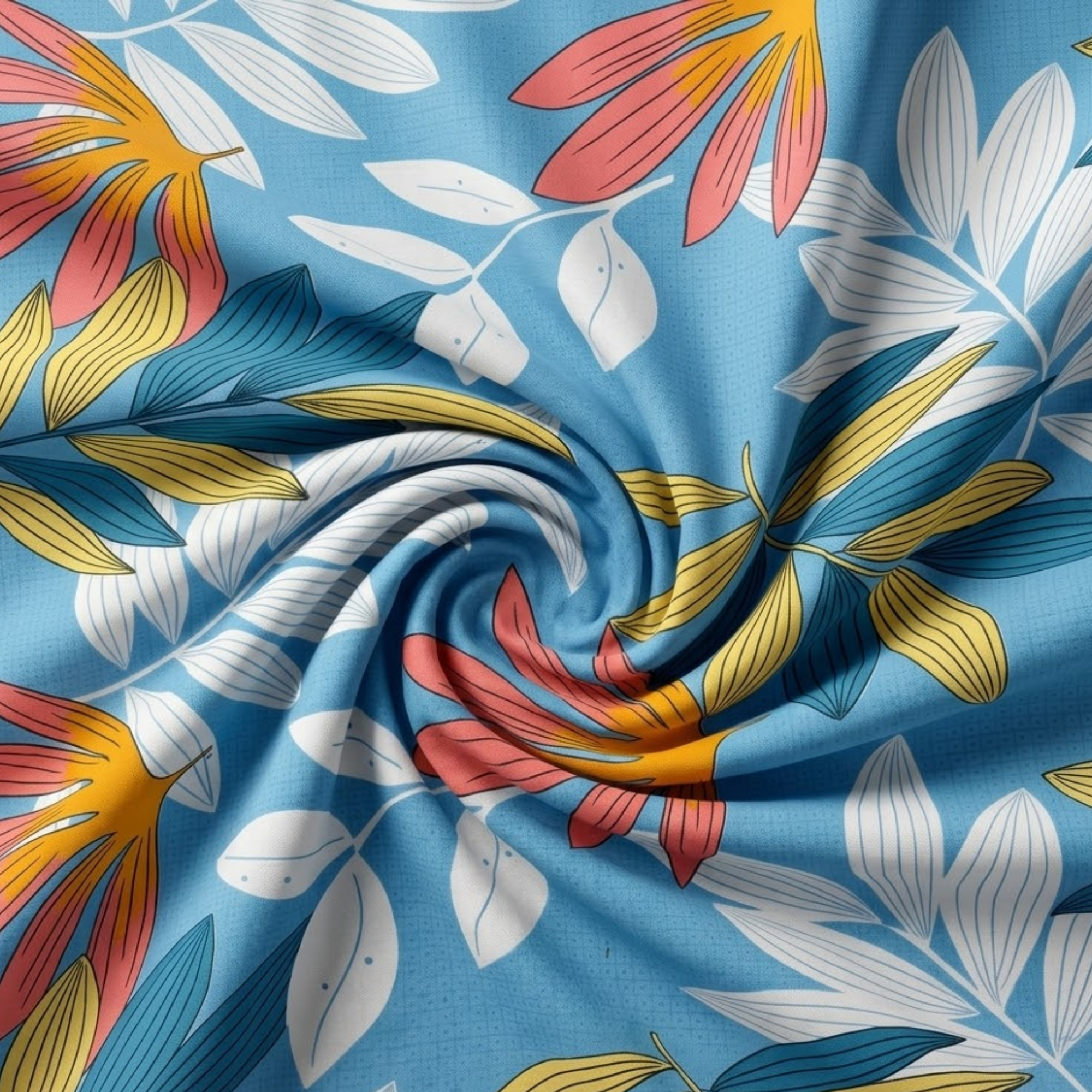 Modern Flora PrintCoastal Blue