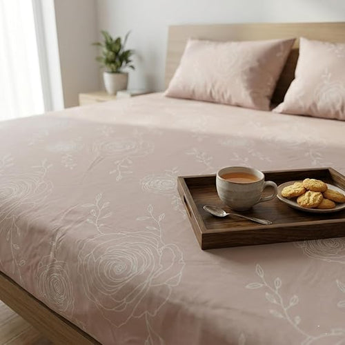 Aesthetic Blush Floral Pattern Bedsheet