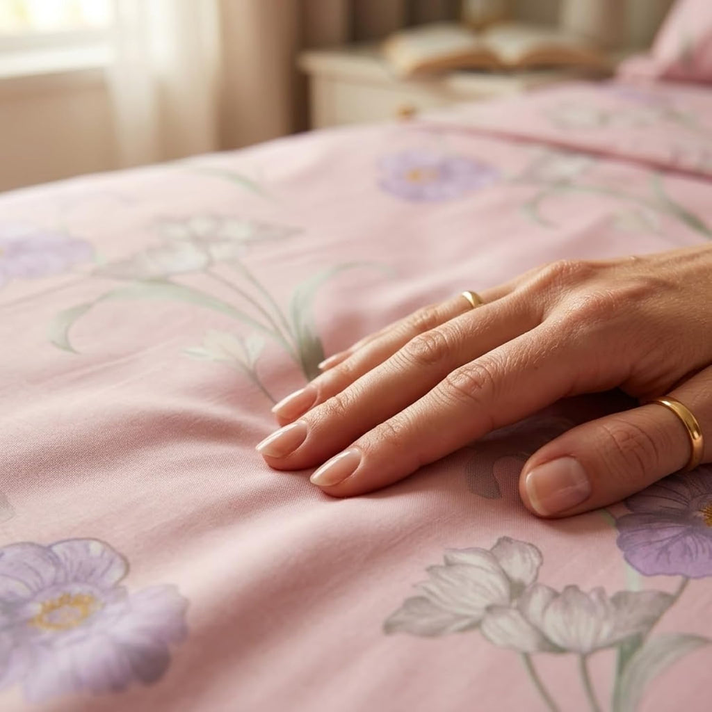 Pastel Blush Floral Printed Bedsheet