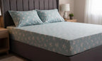 Serene Slate Floral Pattern Fitted Bedsheet