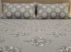 Charcoal Grey and White Damask Floral Design