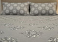 Charcoal Grey and White Damask Floral Design