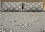 Charcoal Grey and White Damask Floral Design