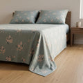 Serene Slate Floral Pattern Fitted Bedsheet