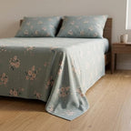Serene Slate Floral Pattern Fitted Bedsheet