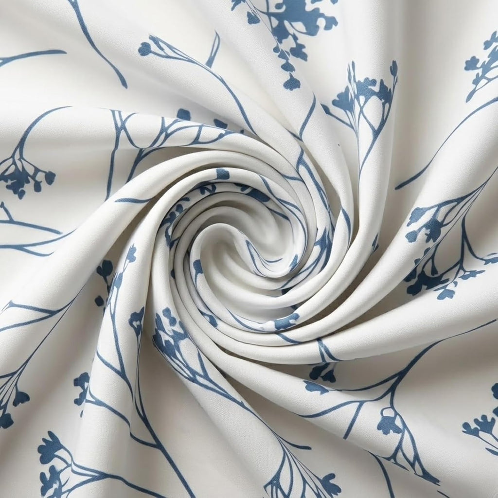 Azure Blue White Wildflower Pattern Bedding Set