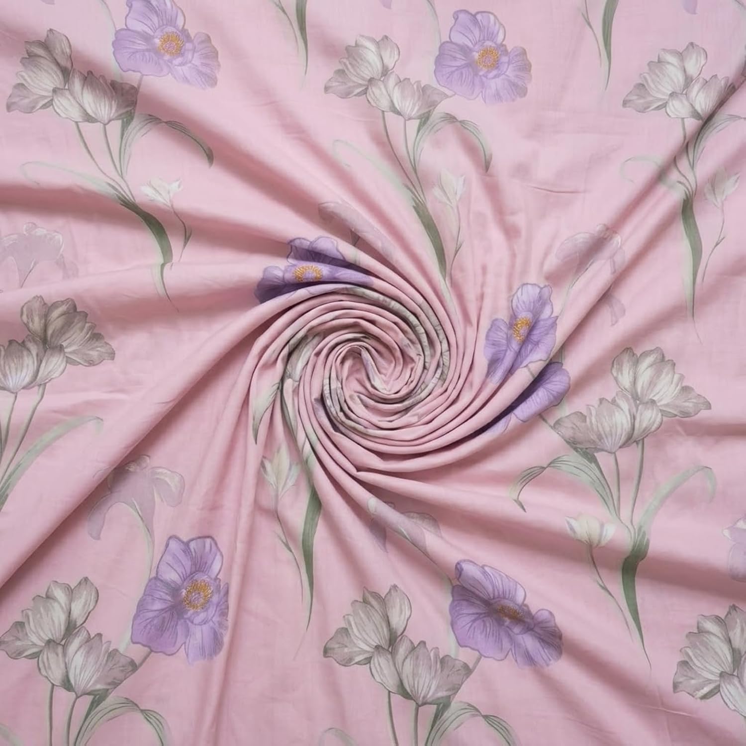 Pastel Blush Floral Printed Bedsheet