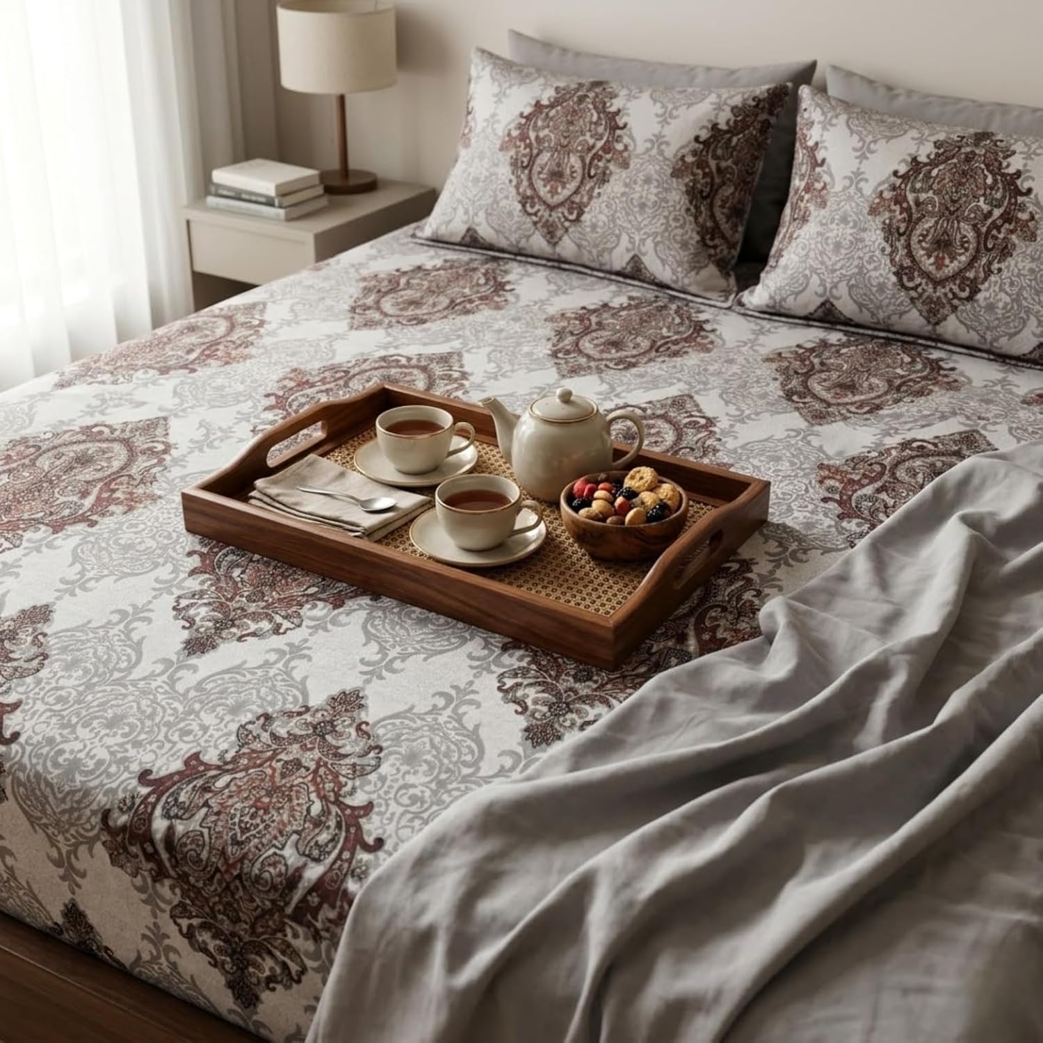 Knot & Tales 100% Pure Cotton Double Printed Bed Sheet