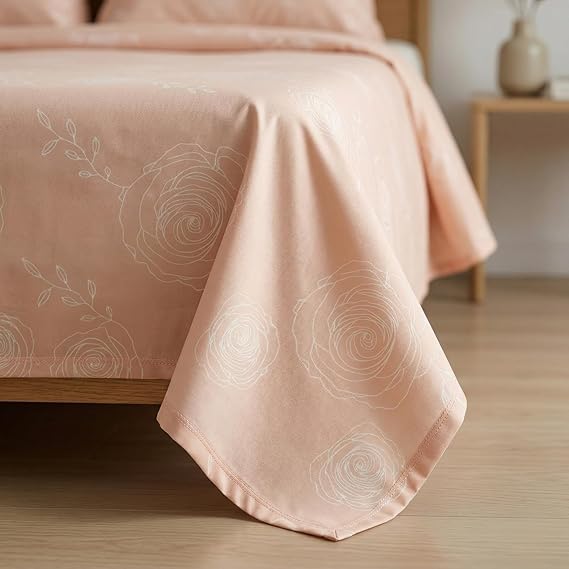 Aesthetic Blush Floral Pattern Bedsheet