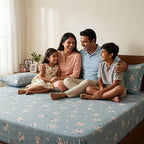 Serene Slate Floral Pattern Fitted Bedsheet