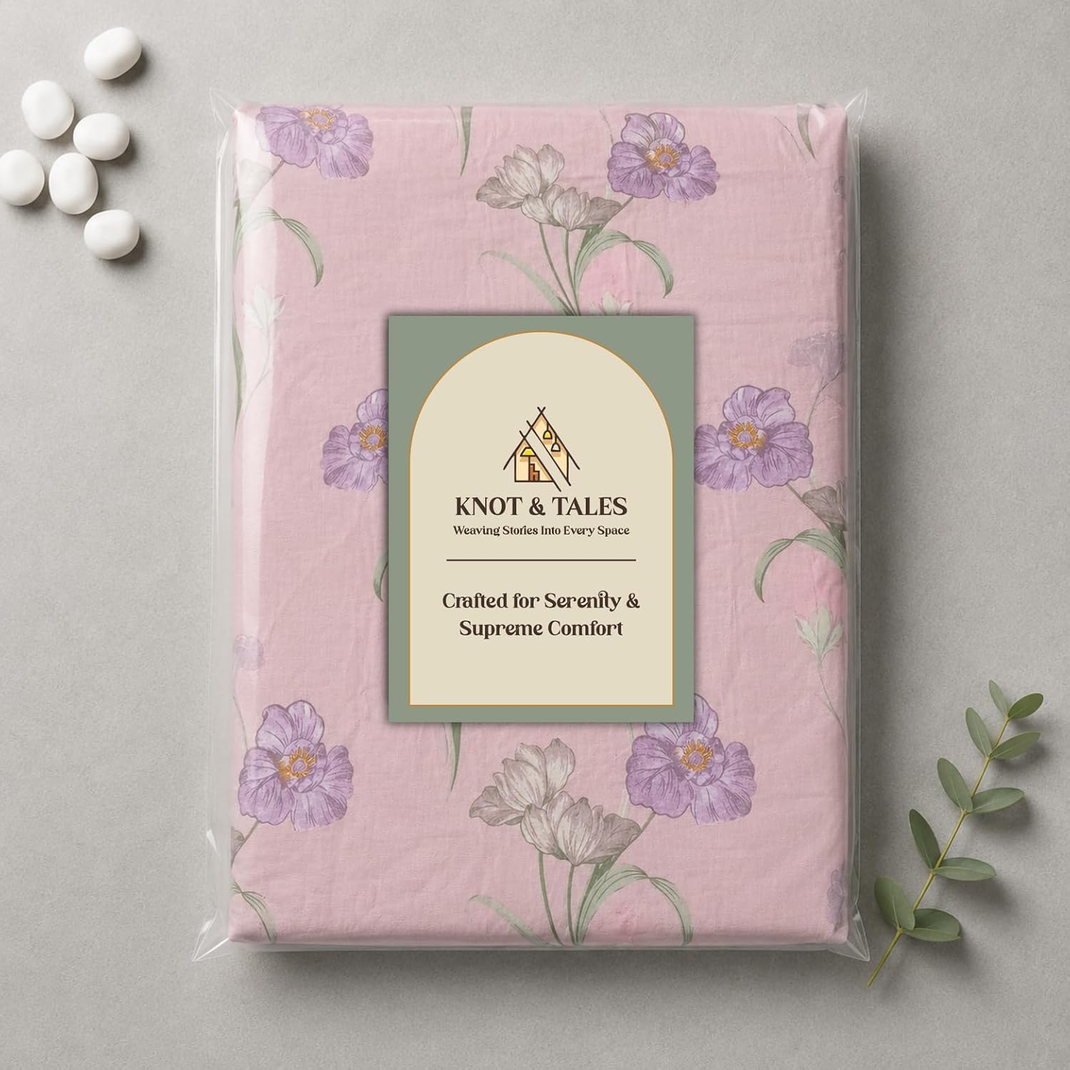 Pastel Blush Floral Printed Bedsheet