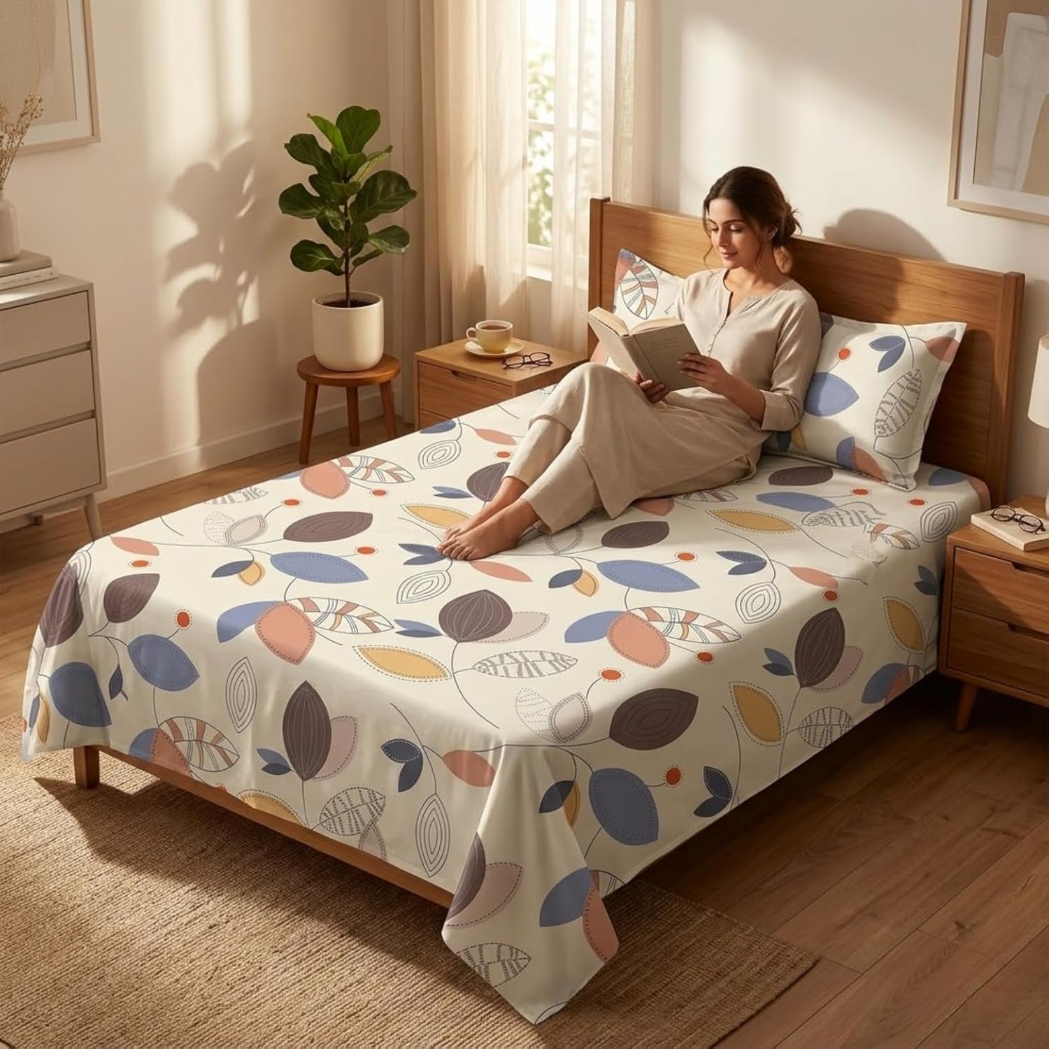 Boho Leafscape Pattern  Bedsaheet