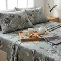 Cloud Ash Floral Printed Bedsheet