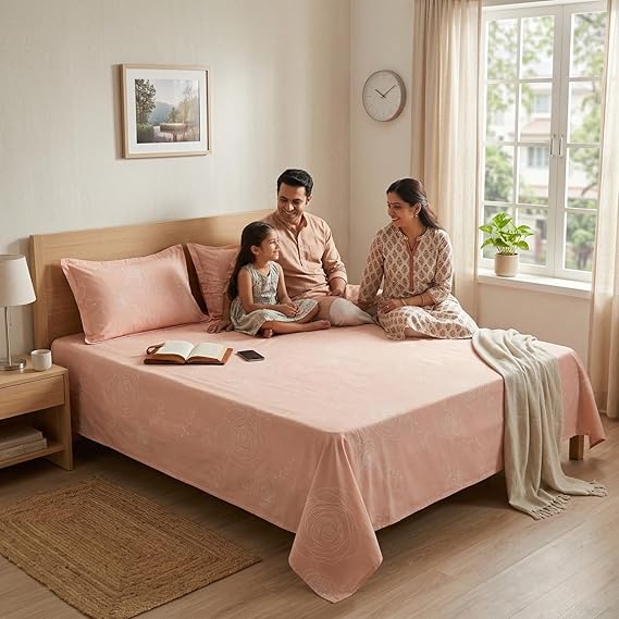 Aesthetic Blush Floral Pattern Bedsheet