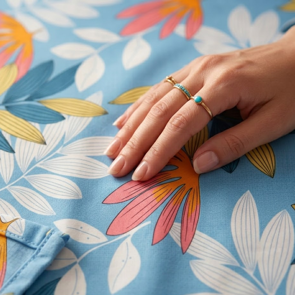 Modern Flora PrintCoastal Blue