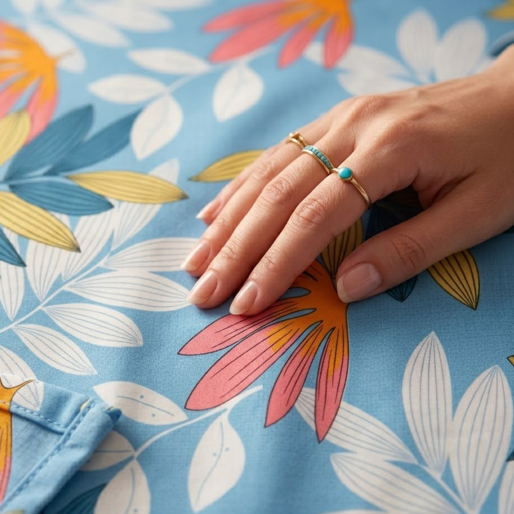Modern Flora PrintCoastal Blue