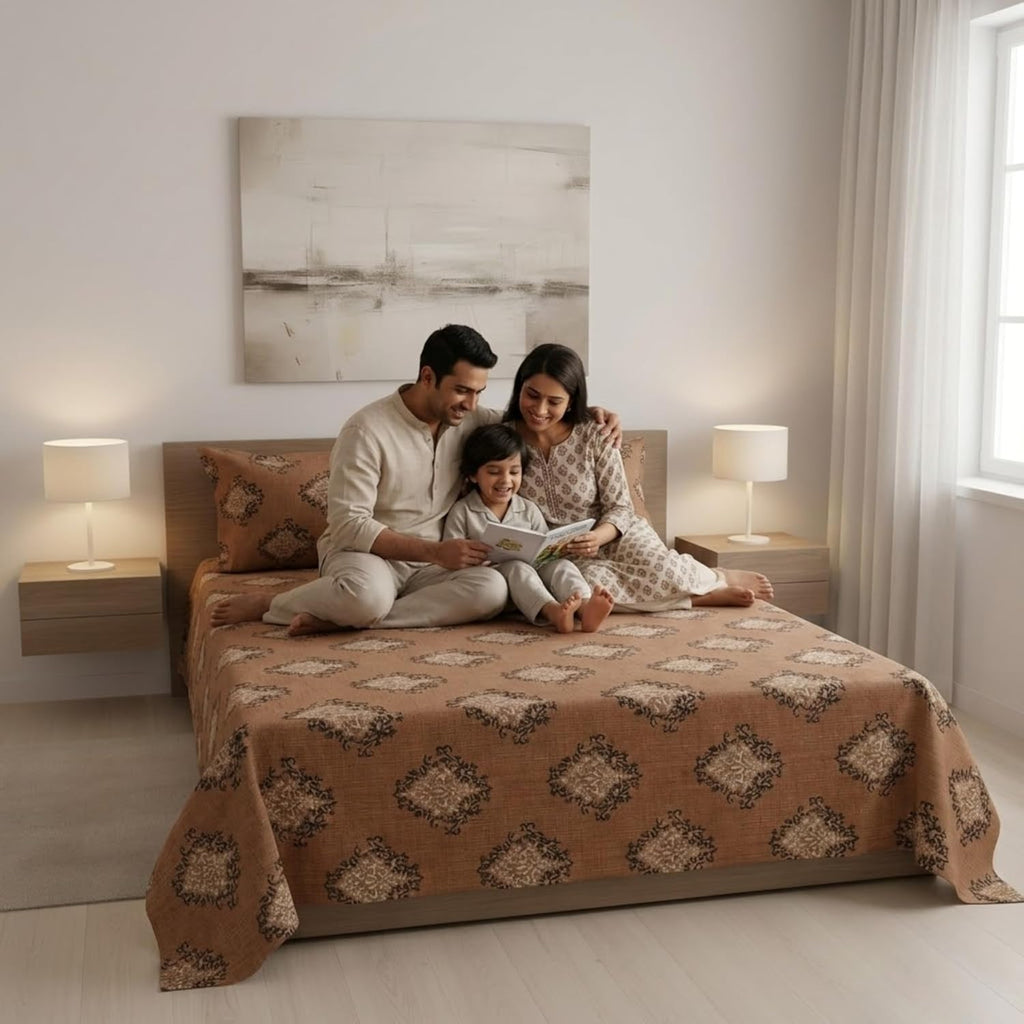 Chocolate Brown Botanical Bloom Bedsheet