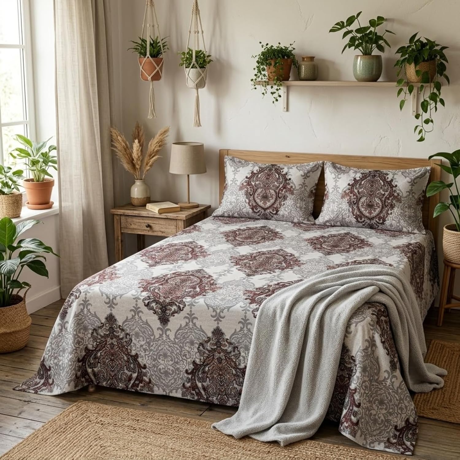 Knot & Tales 100% Pure Cotton Double Printed Bed Sheet