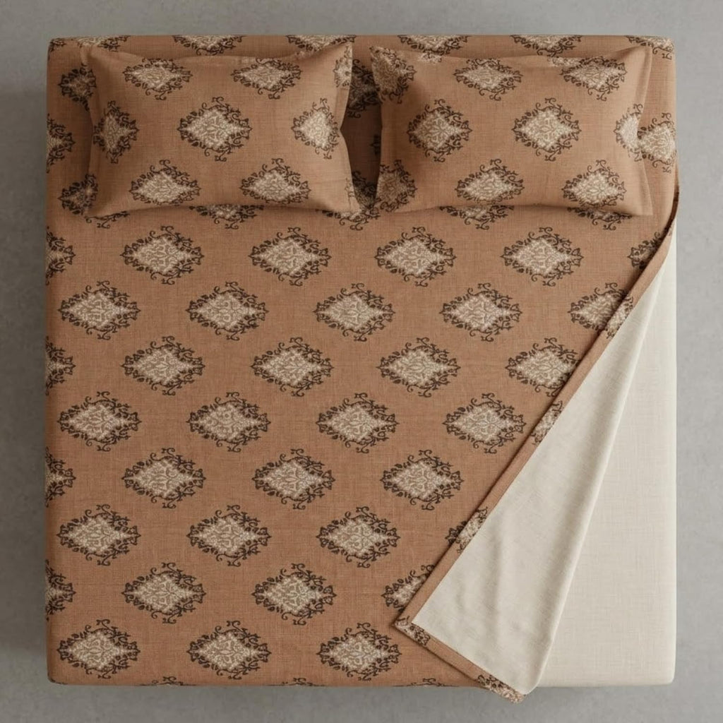 Chocolate Brown Botanical Bloom Bedsheet