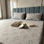 Charcoal Grey and White Damask Floral Design