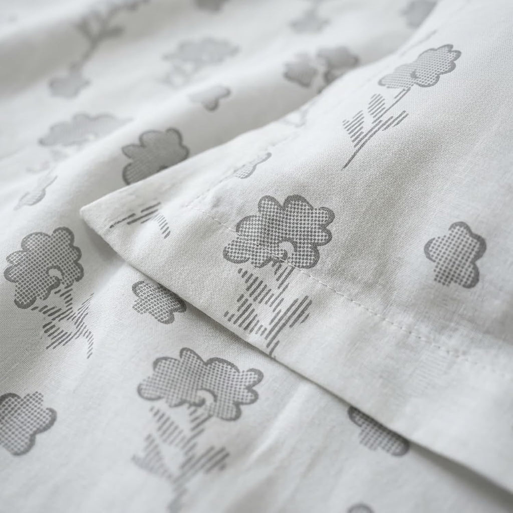 Leafy Bloom Print on White Base