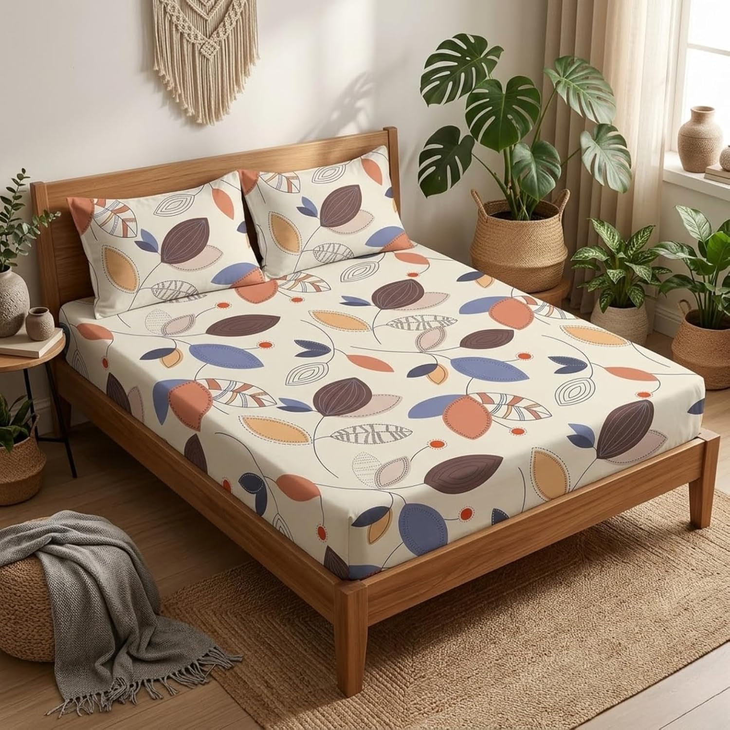 Boho Leafscape Pattern  Bedsaheet