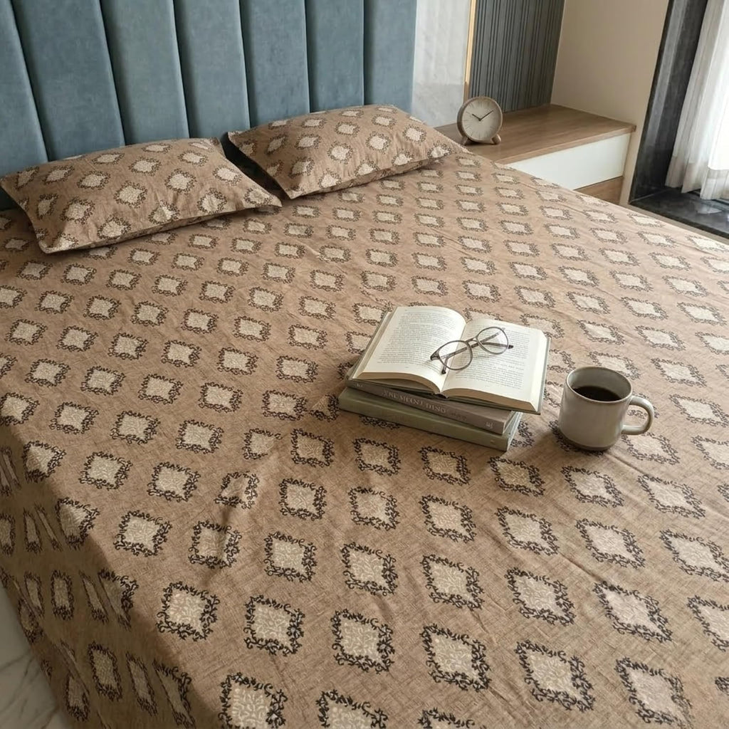 Chocolate Brown Botanical Bloom Bedsheet